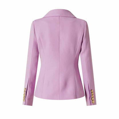 Women's Luxury Fitted Lavender Blazer Golden Lion Buttons Coat Jacket