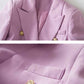 Women's Luxury Fitted Lavender Blazer Golden Lion Buttons Coat Jacket