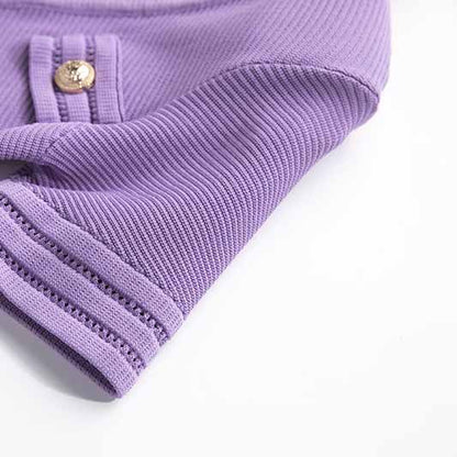 Women's V Neck Sweater Dress Short Sleves Violet Knitted Bodycon Dress