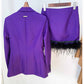 Women Luxury One Button Purple Blazer + Mid-High Rise Faux Fur Mini Skirt Suit