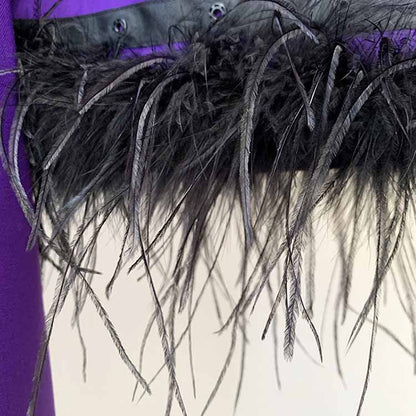 Women Luxury One Button Purple Blazer + Mid-High Rise Faux Fur Mini Skirt Suit