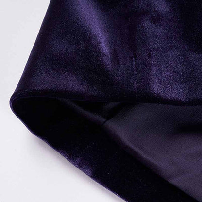 Women's Purple Velvet Pant Suits Set Ladies Flare Pants Party Suit