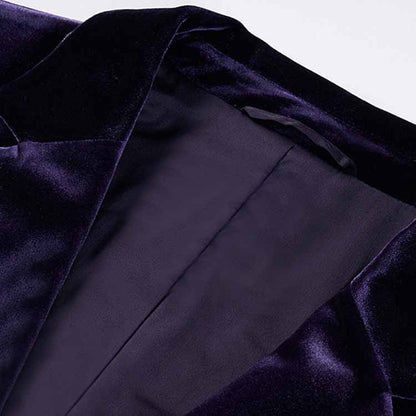 Women's Purple Velvet Pant Suits Set Ladies Flare Pants Party Suit