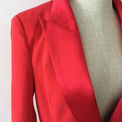 Womens Red Blazers Bouble-breasted Button Jackets
