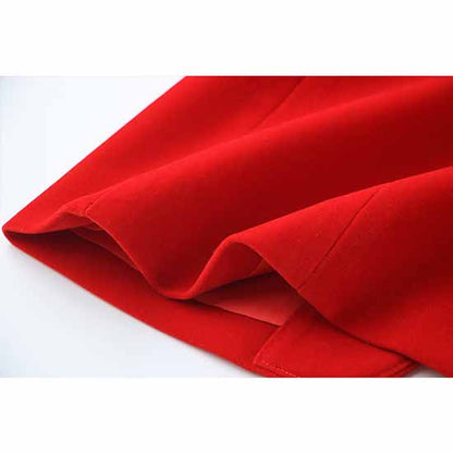 Women Single Breasted Blazer Red Jacket and Suit Pants 2 Pieces Suit