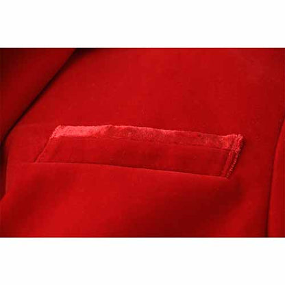Women Single Breasted Blazer Red Jacket and Suit Pants 2 Pieces Suit