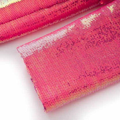 Women Sequined Bling Bling Mid-length Single Breast Blazer + Shorts Suit Hot Pink