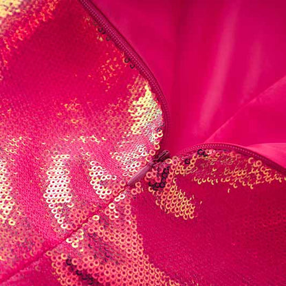 Women Sequined Bling Bling Mid-length Single Breast Blazer + Shorts Suit Hot Pink