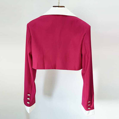 Ladies Rose Short Blazer + Rose Skirt 2 Pieces Set Mini Skirt Suits