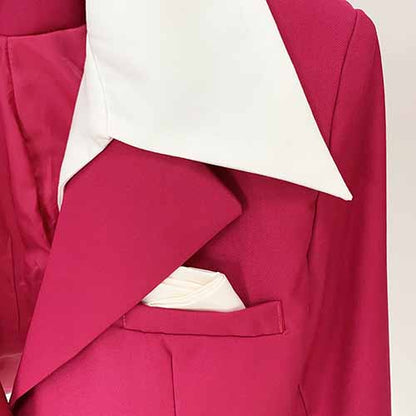 Ladies Rose Short Blazer + Rose Skirt 2 Pieces Set Mini Skirt Suits