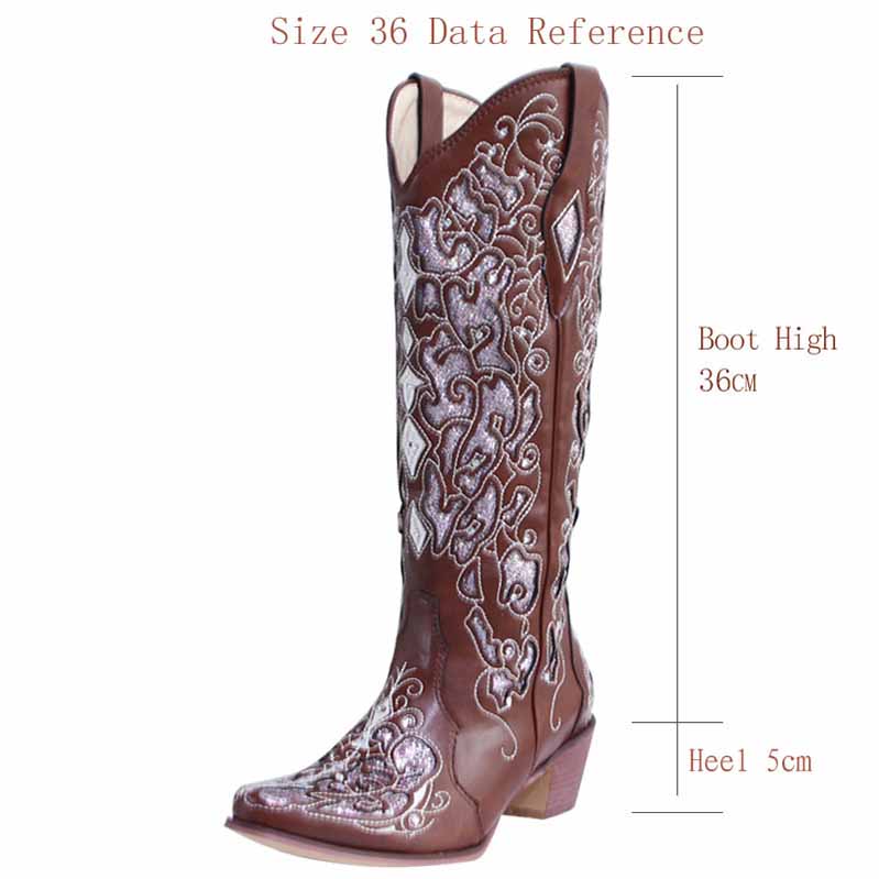 Rustic bridal cowgirl boots with intricate embroidery and a 5cm heel for stylish western bridal wear
