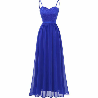 Women's Chiffon Bridesmaid Dresses Spaghetti Strap Long Formal Gown Evening Dress