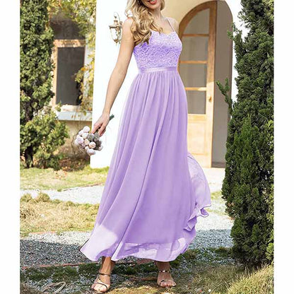 Women's Chiffon Bridesmaid Dresses Spaghetti Strap Long Formal Gown Evening Dress