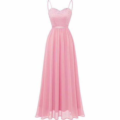 Women's Chiffon Bridesmaid Dresses Spaghetti Strap Long Formal Gown Evening Dress
