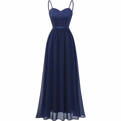Women's Chiffon Bridesmaid Dresses Spaghetti Strap Long Formal Gown Evening Dress