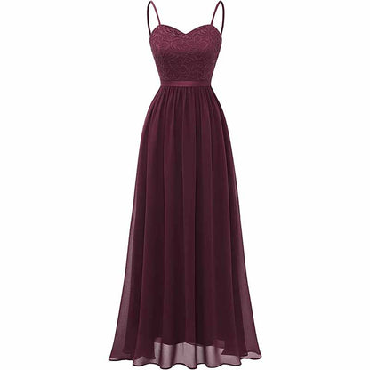 Women's Chiffon Bridesmaid Dresses Spaghetti Strap Long Formal Gown Evening Dress