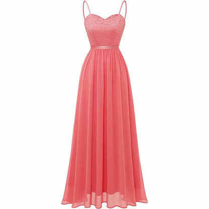 Women's Chiffon Bridesmaid Dresses Spaghetti Strap Long Formal Gown Evening Dress