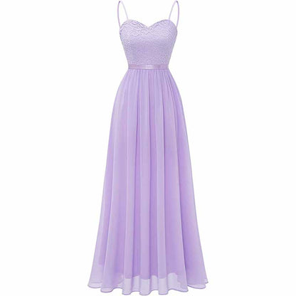 Women's Chiffon Bridesmaid Dresses Spaghetti Strap Long Formal Gown Evening Dress