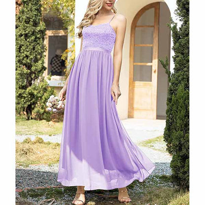 Women's Chiffon Bridesmaid Dresses Spaghetti Strap Long Formal Gown Evening Dress
