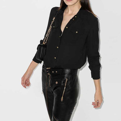 Women Long Sleeve Soft Shirt Casual Satin Blouse Loose Shirt