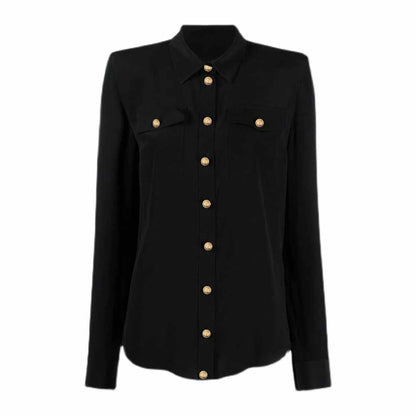 Women Long Sleeve Soft Shirt Casual Satin Blouse Loose Shirt