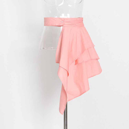 Women Lapel Long-sleeve Loose Shirt Detachable Asymmetric Blouse Top