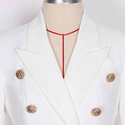 Women 2 Pieces White Blazer + Mid-High Rise Mini Skirt Suit Busines Suit