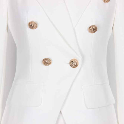 Women 2 Pieces White Blazer + Mid-High Rise Mini Skirt Suit Busines Suit