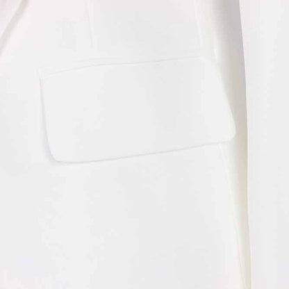 Women 2 Pieces White Blazer + Mid-High Rise Mini Skirt Suit Busines Suit