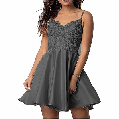 Homecoming Dresses Teens Lace Short Prom Dress with Pocket Mini Party Dresses