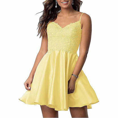 Homecoming Dresses Teens Lace Short Prom Dress with Pocket Mini Party Dresses