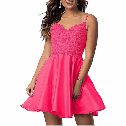 Homecoming Dresses Teens Lace Short Prom Dress with Pocket Mini Party Dresses