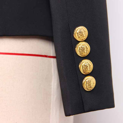 Women's Golden Lion Buttons Loose Fitted Blazer Jacket Lavender/ Ivory/ Black