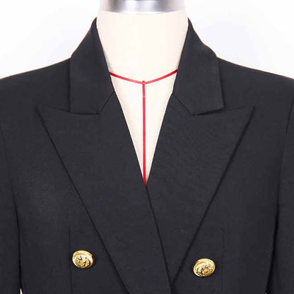 Women's Golden Lion Buttons Loose Fitted Blazer Jacket Lavender/ Ivory/ Black