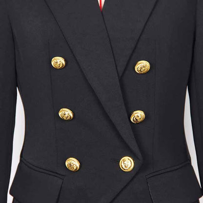 Women's Golden Lion Buttons Loose Fitted Blazer Jacket Lavender/ Ivory/ Black