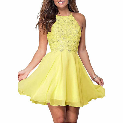 Women's Short Halter Homecoming Dress Knee Length Lace Prom Graduation SD Dresscode & Fashiontrends Women's Short Halter Homecoming Dress Knee Length Lace Prom Graduation SD Dresscode & Fashiontrends