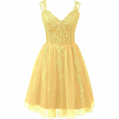 Lace Applique Fairy Homecoming Dresses Short Prom Party Dress Tulle Mini Dress