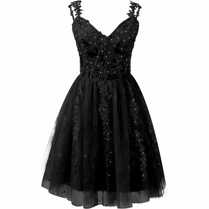 Lace Applique Fairy Homecoming Dresses Short Prom Party Dress Tulle Mini Dress