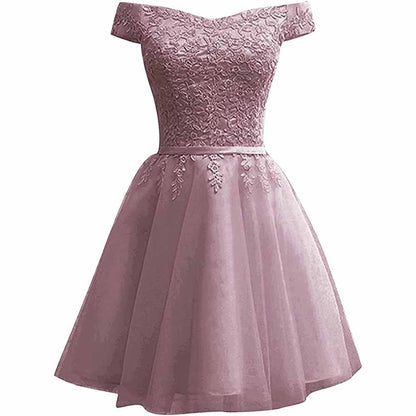Homecoming Dresses for Teens Lace Short Prom Dress Off The Shoulder Prom Dress