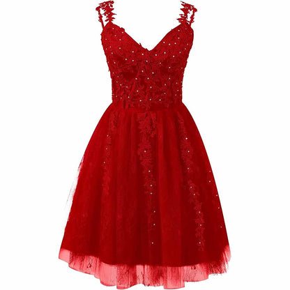 Lace Applique Fairy Homecoming Dresses Short Prom Party Dress Tulle Mini Dress