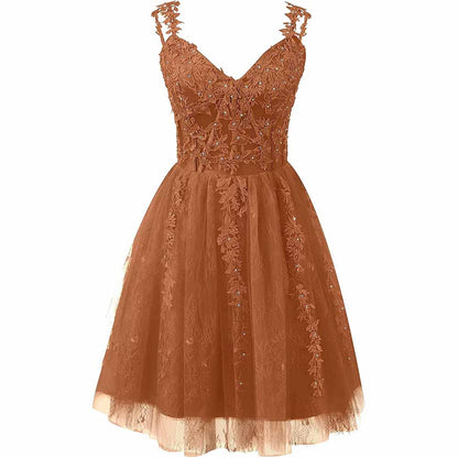 Lace Applique Fairy Homecoming Dresses Short Prom Party Dress Tulle Mini Dress