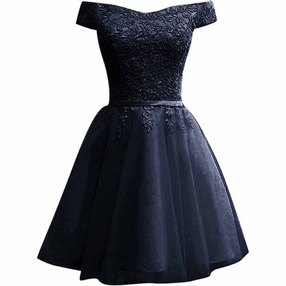 Homecoming Dresses for Teens Lace Short Prom Dress Off The Shoulder Prom Dress