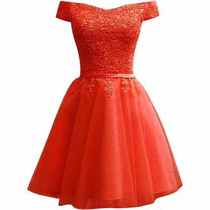 Homecoming Dresses for Teens Lace Short Prom Dress Off The Shoulder Prom Dress