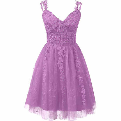 Lace Applique Fairy Homecoming Dresses Short Prom Party Dress Tulle Mini Dress