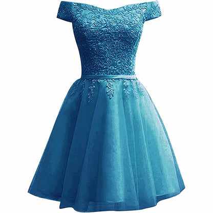 Homecoming Dresses for Teens Lace Short Prom Dress Off The Shoulder Prom Dress
