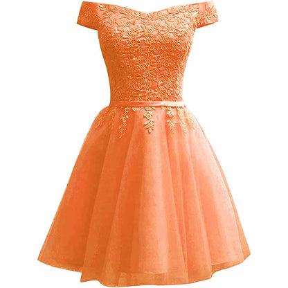 Homecoming Dresses for Teens Lace Short Prom Dress Off The Shoulder Prom Dress