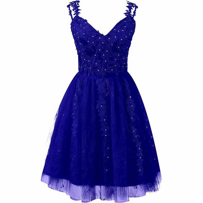 Lace Applique Fairy Homecoming Dresses Short Prom Party Dress Tulle Mini Dress