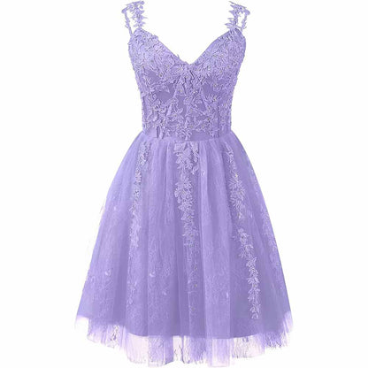 Lace Applique Fairy Homecoming Dresses Short Prom Party Dress Tulle Mini Dress