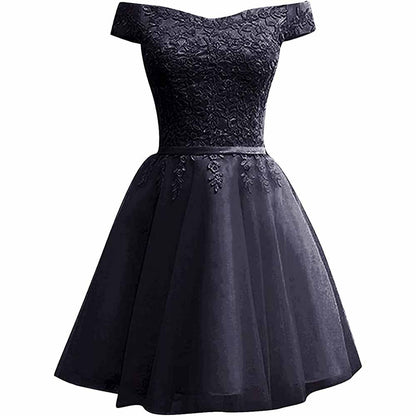 Homecoming Dresses for Teens Lace Short Prom Dress Off The Shoulder Prom Dress