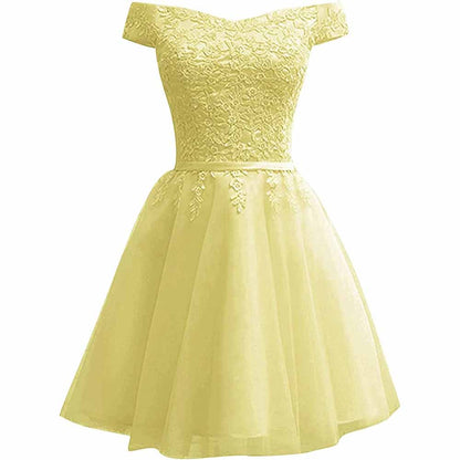 Homecoming Dresses for Teens Lace Short Prom Dress Off The Shoulder Prom Dress